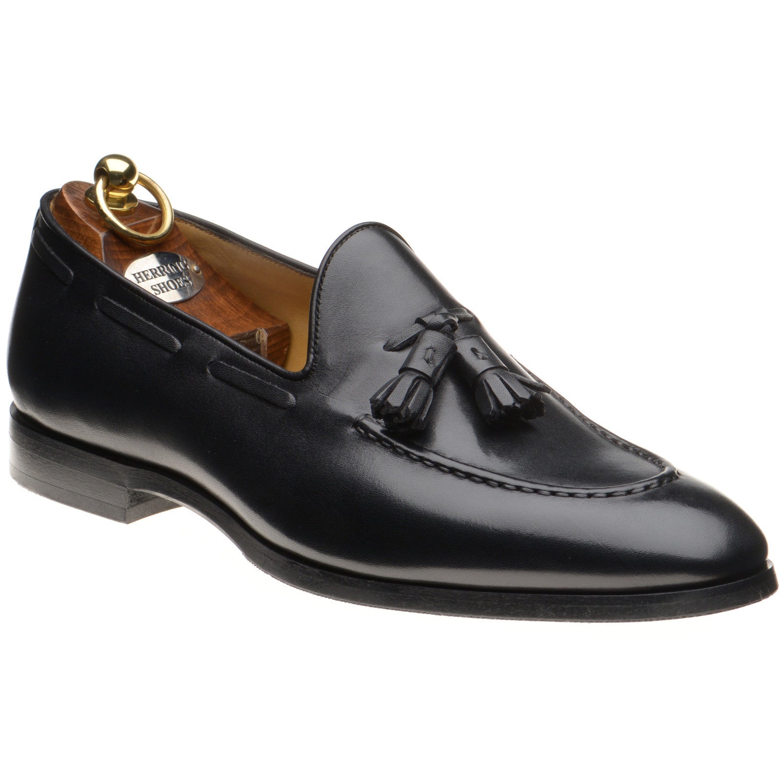 Product image for Herring Harry mens rubber-soled tasselled loafers in black calf