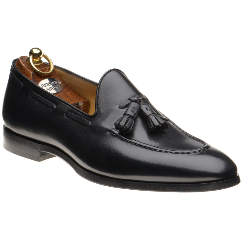 Product image for Herring Harry mens rubber-soled tasselled loafers in black calf