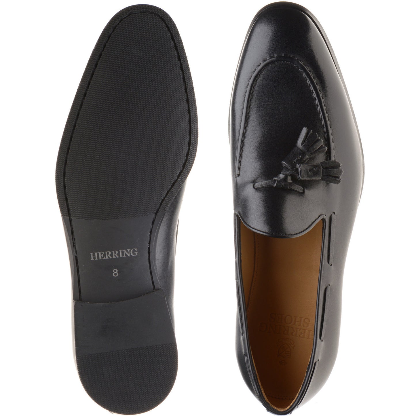 Product image for Herring Harry mens rubber-soled tasselled loafers in black calf