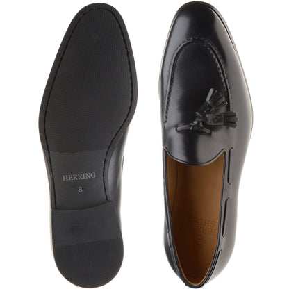Product image for Herring Harry mens rubber-soled tasselled loafers in black calf