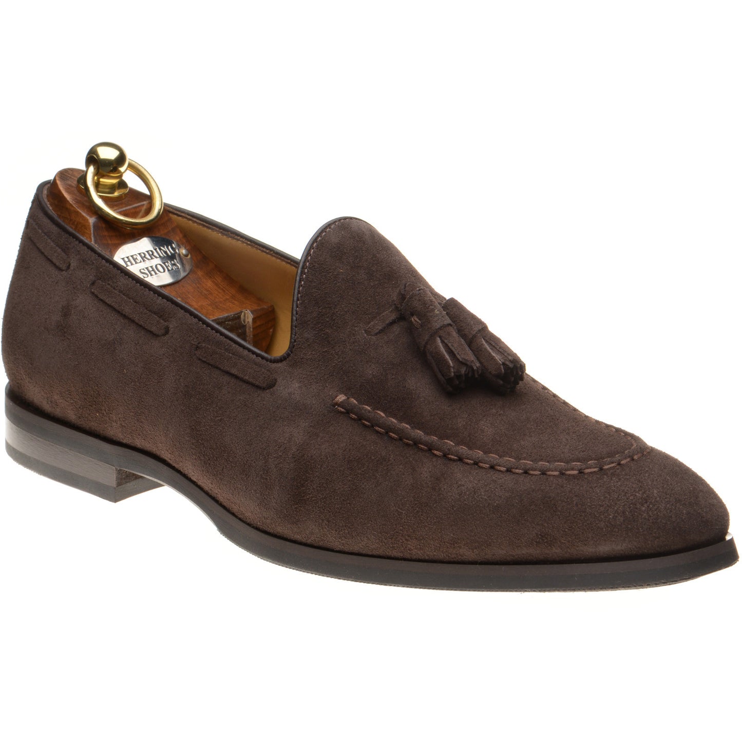 Product image for Herring Harry mens rubber-soled tasselled loafers in brown suede