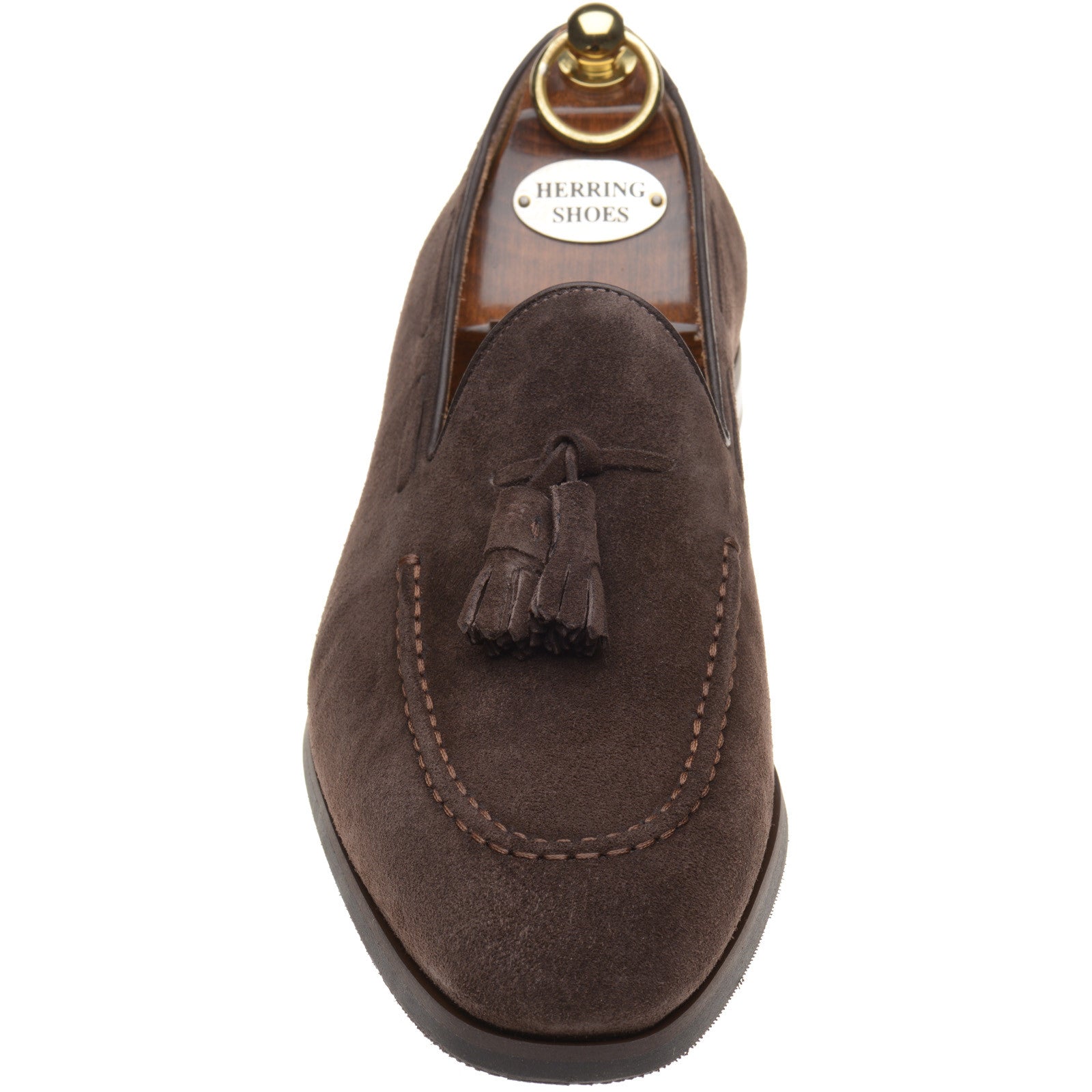 Product image for Herring Harry mens rubber-soled tasselled loafers in brown suede