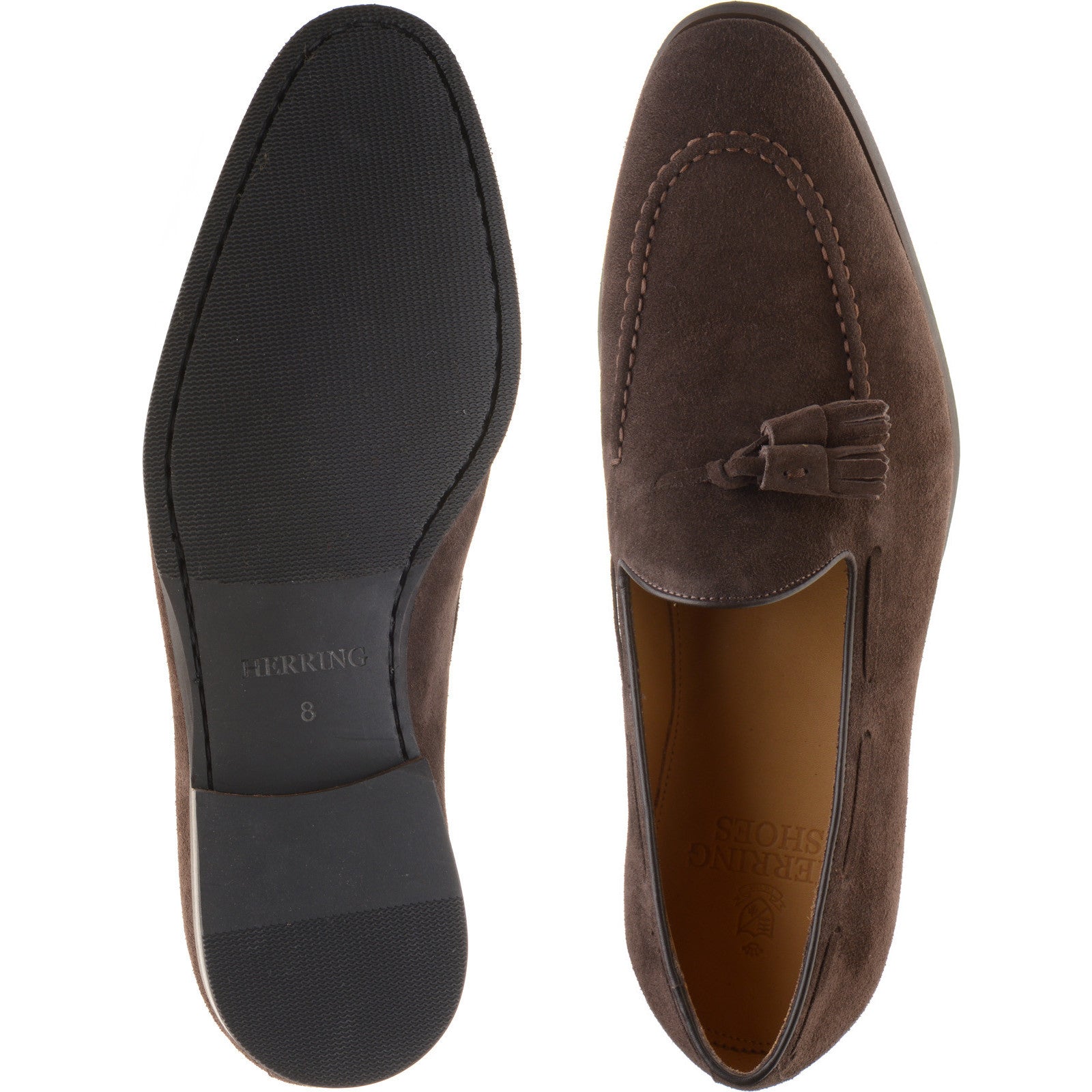 Product image for Herring Harry mens rubber-soled tasselled loafers in brown suede