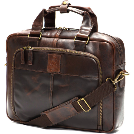 Product image for Herring Harwich Briefcase in mahogany grain