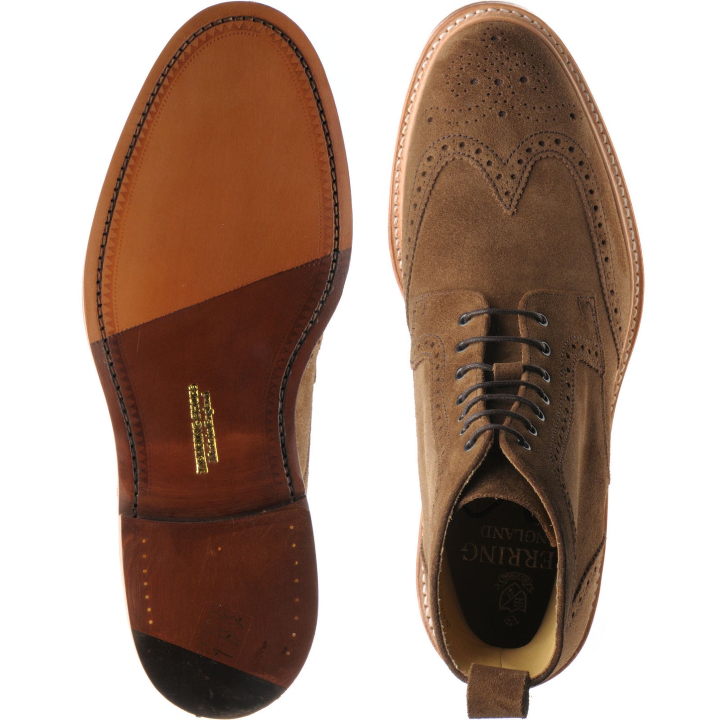 Product image for Herring Hawthorn mens brogue boots in tobacco suede