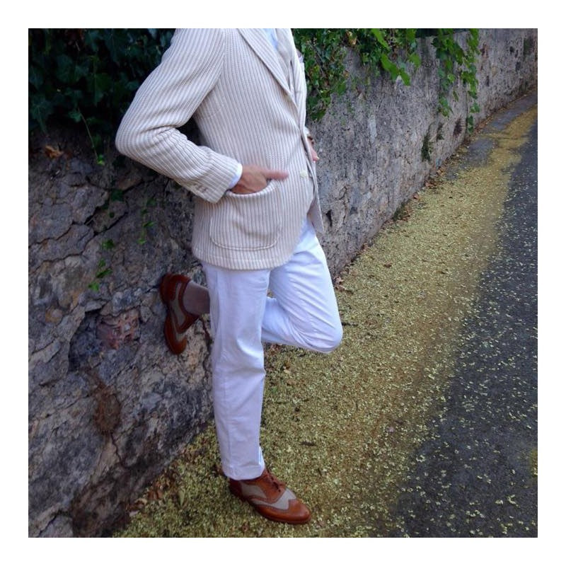 Product image for Herring Henley II mens two-tone brogues in tan and canvas (second)