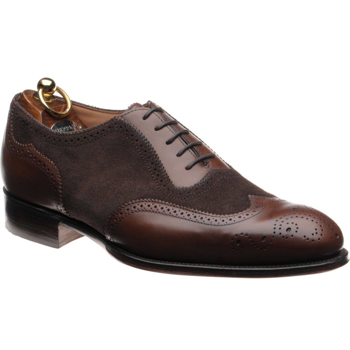 Product image for Herring Henry II mens brogues in espresso calf and brown suede