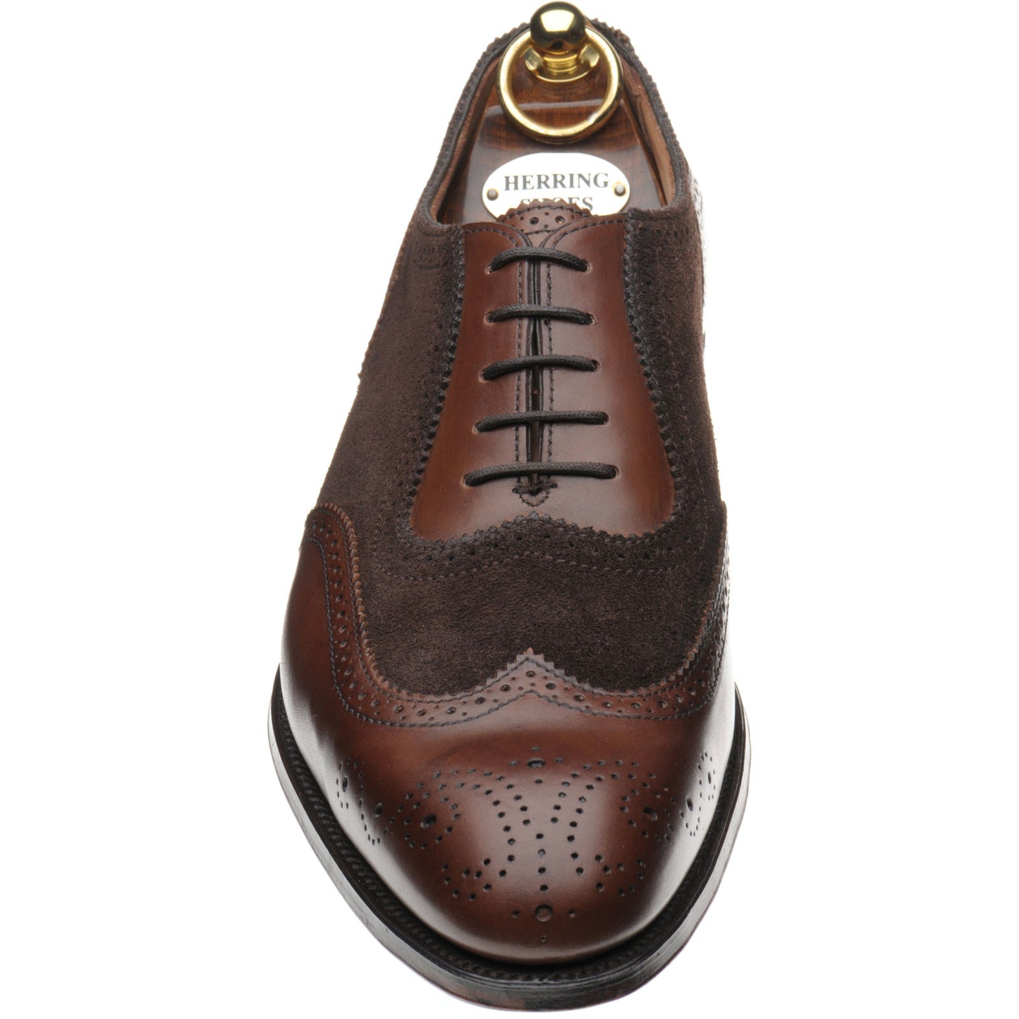 Product image for Herring Henry II mens brogues in espresso calf and brown suede