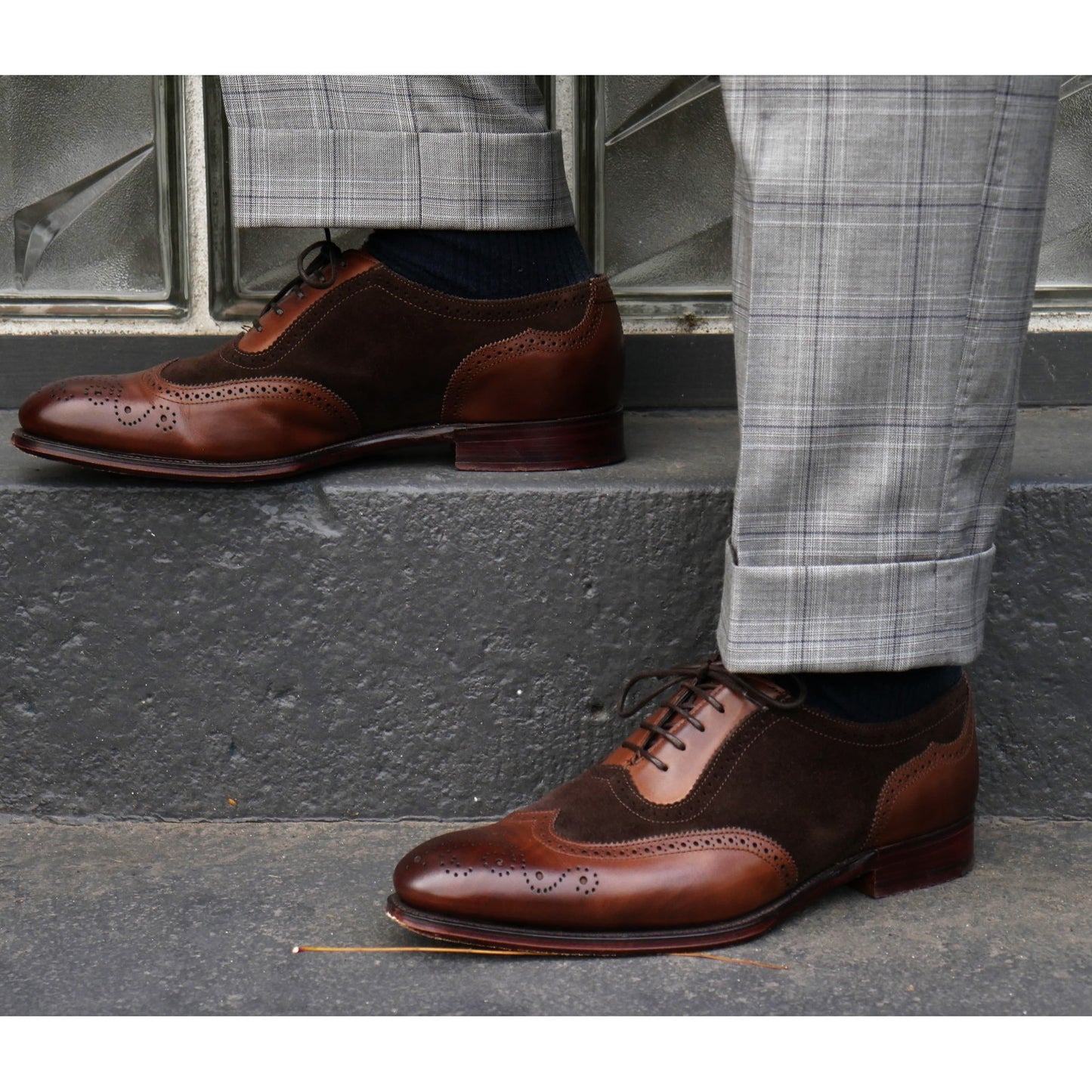 Product image for Herring Henry II mens brogues in espresso calf and brown suede