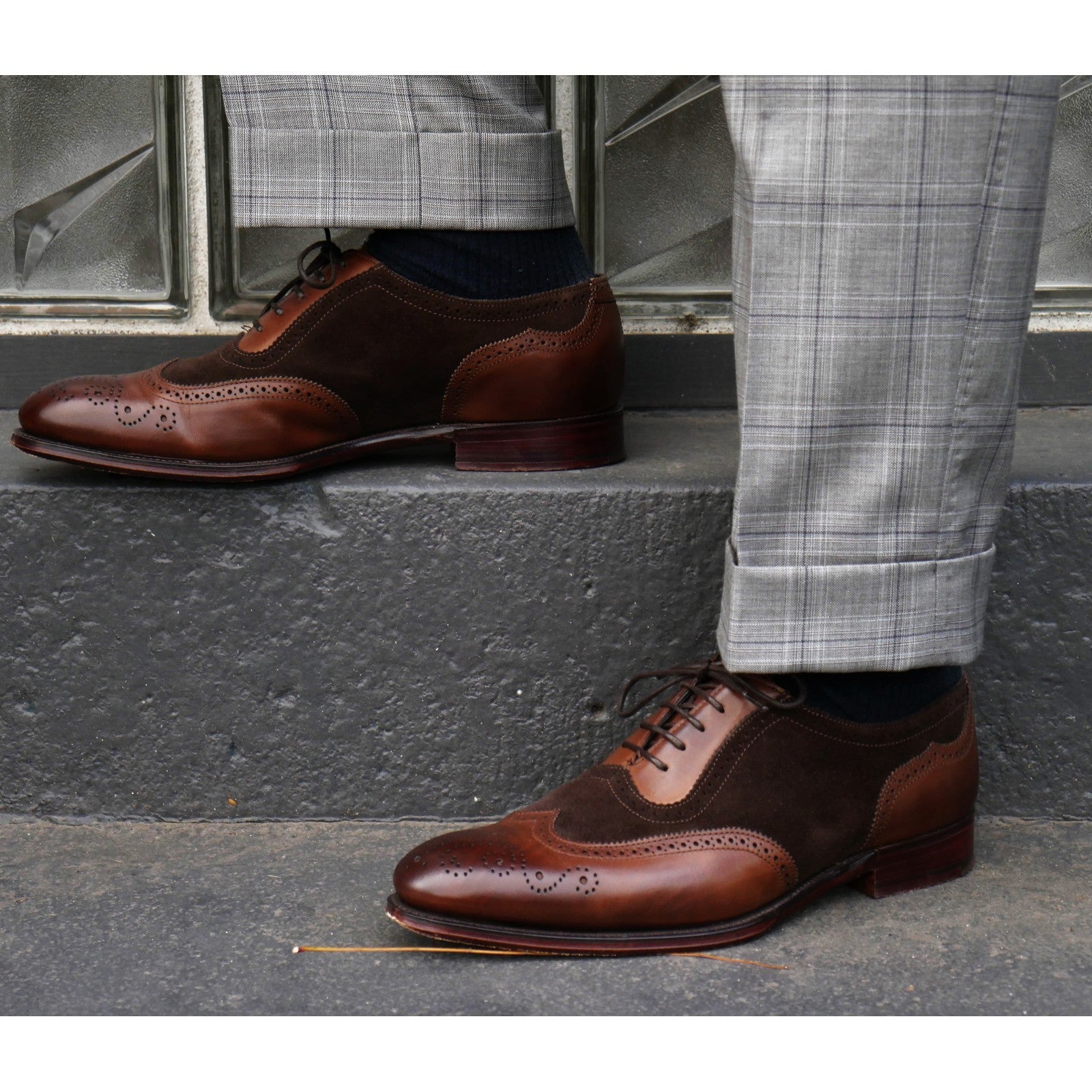 Product image for Herring Henry II mens brogues in espresso calf and brown suede