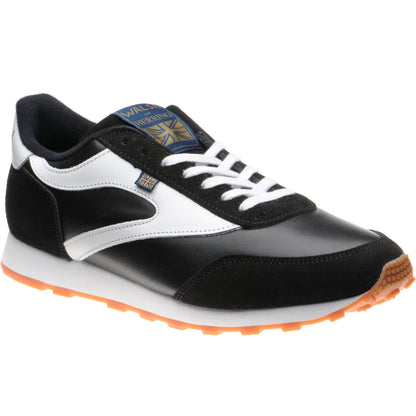 Product image for Herring Horwich Trainer mens two-tone rubber-soled trainers in black calf suede and white calf