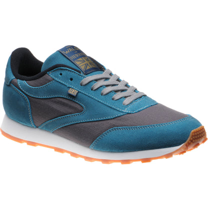 Product image for Herring Horwich Trainer mens two-tone rubber-soled trainers in grey titan and teal suede