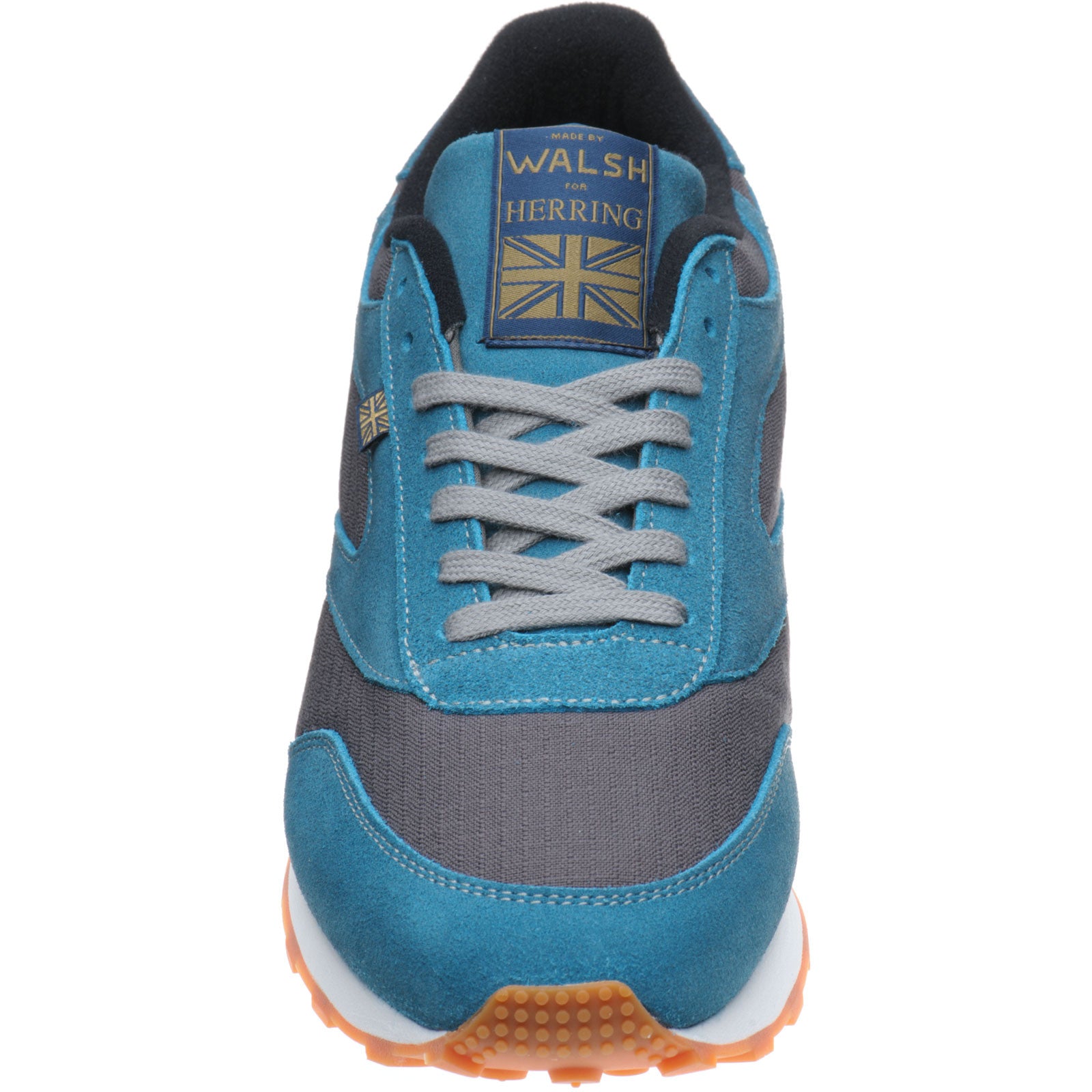 Product image for Herring Horwich Trainer mens two-tone rubber-soled trainers in grey titan and teal suede