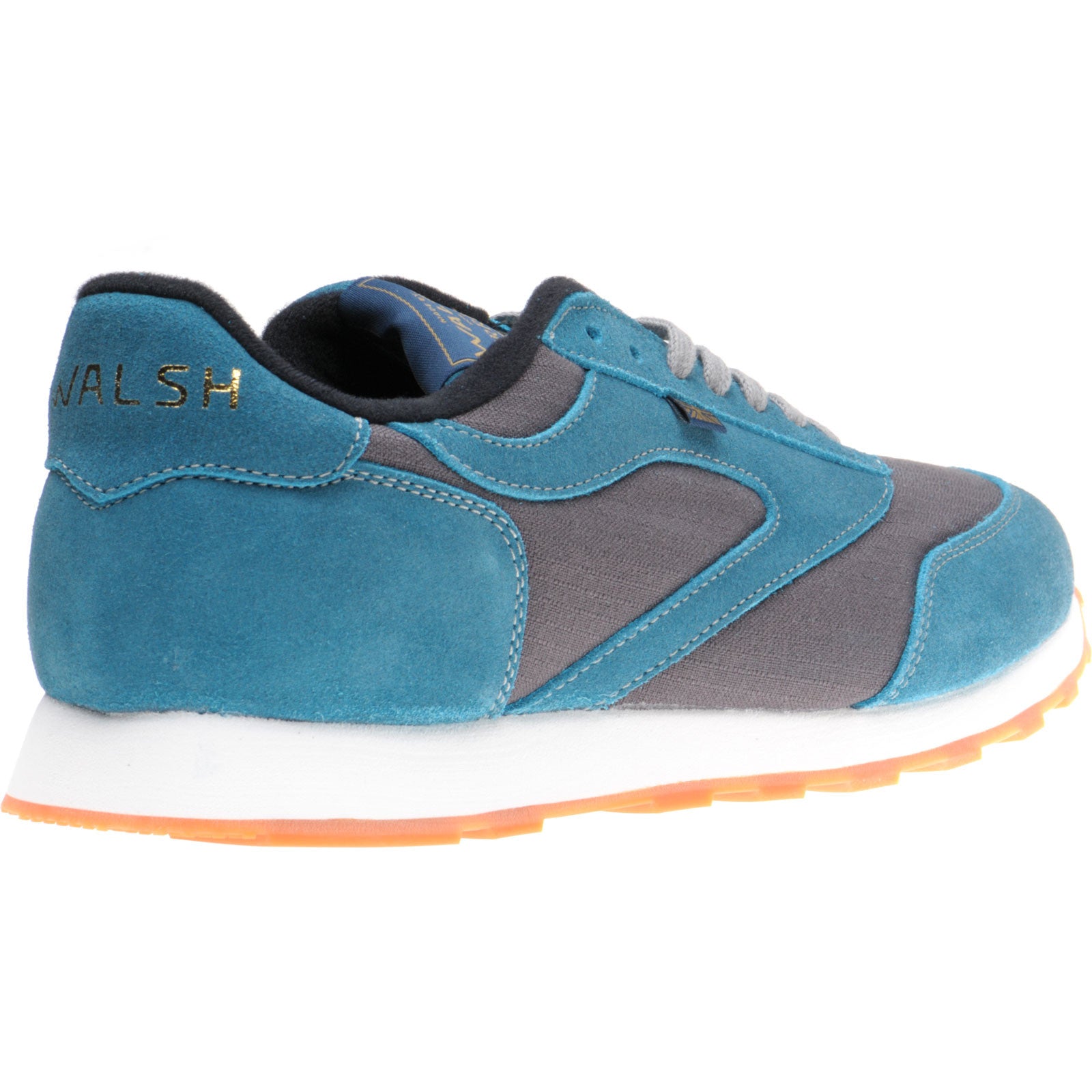 Product image for Herring Horwich Trainer mens two-tone rubber-soled trainers in grey titan and teal suede
