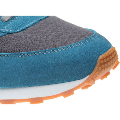 Product image for Herring Horwich Trainer mens two-tone rubber-soled trainers in grey titan and teal suede