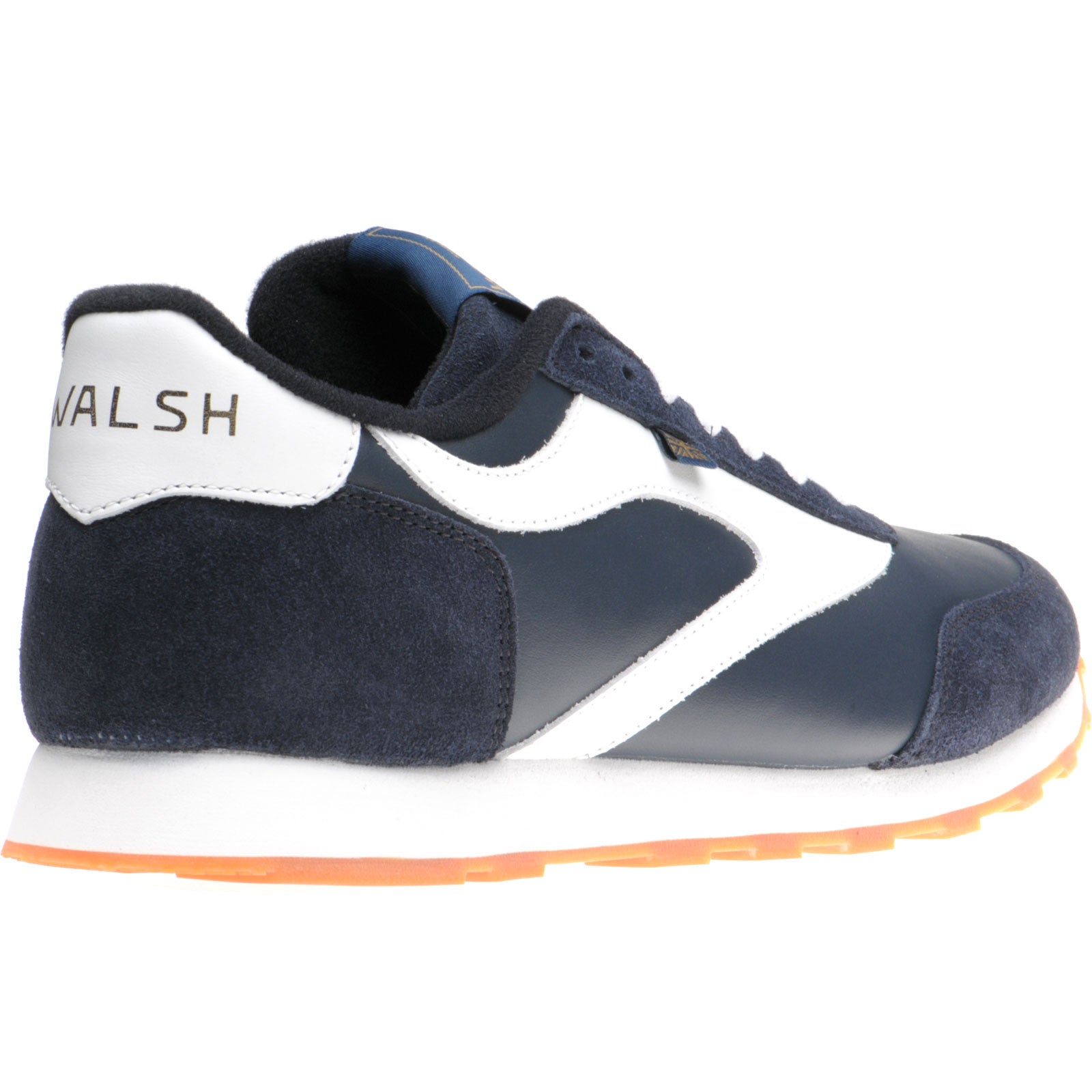 Product image for Herring Horwich Trainer mens two-tone rubber-soled trainers in navy calf suede and white calf