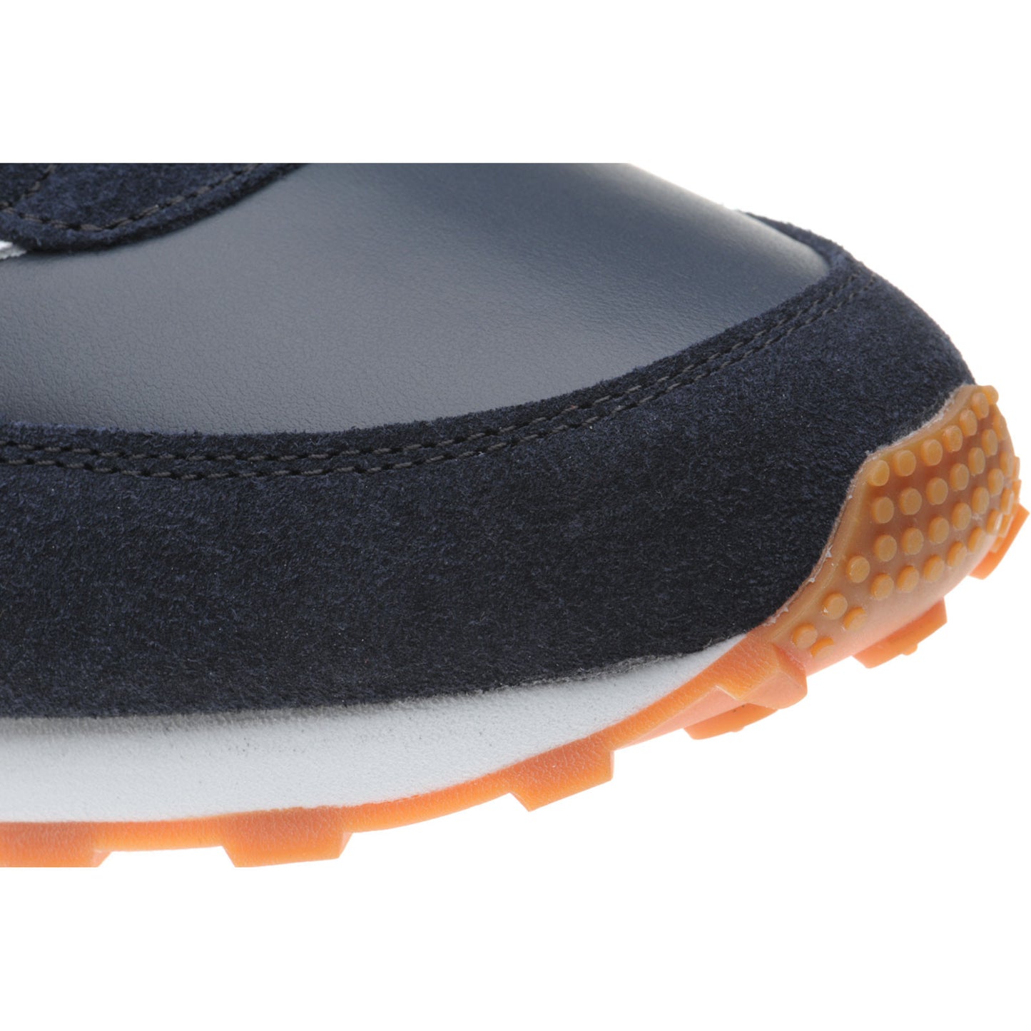 Product image for Herring Horwich Trainer mens two-tone rubber-soled trainers in navy calf suede and white calf