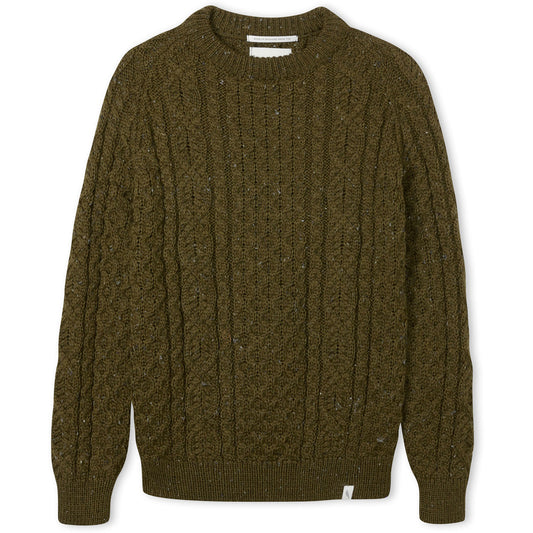 Product image for Herring Hudson Aran Jumper by Peregrine in khaki