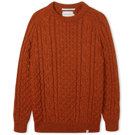 Product image for Herring Hudson Aran Jumper by Peregrine in orange