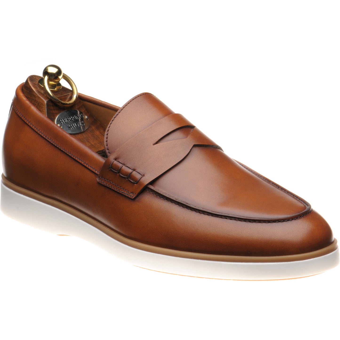 Product image for Herring Ibiza mens rubber-soled loafers in cognac calf (second)