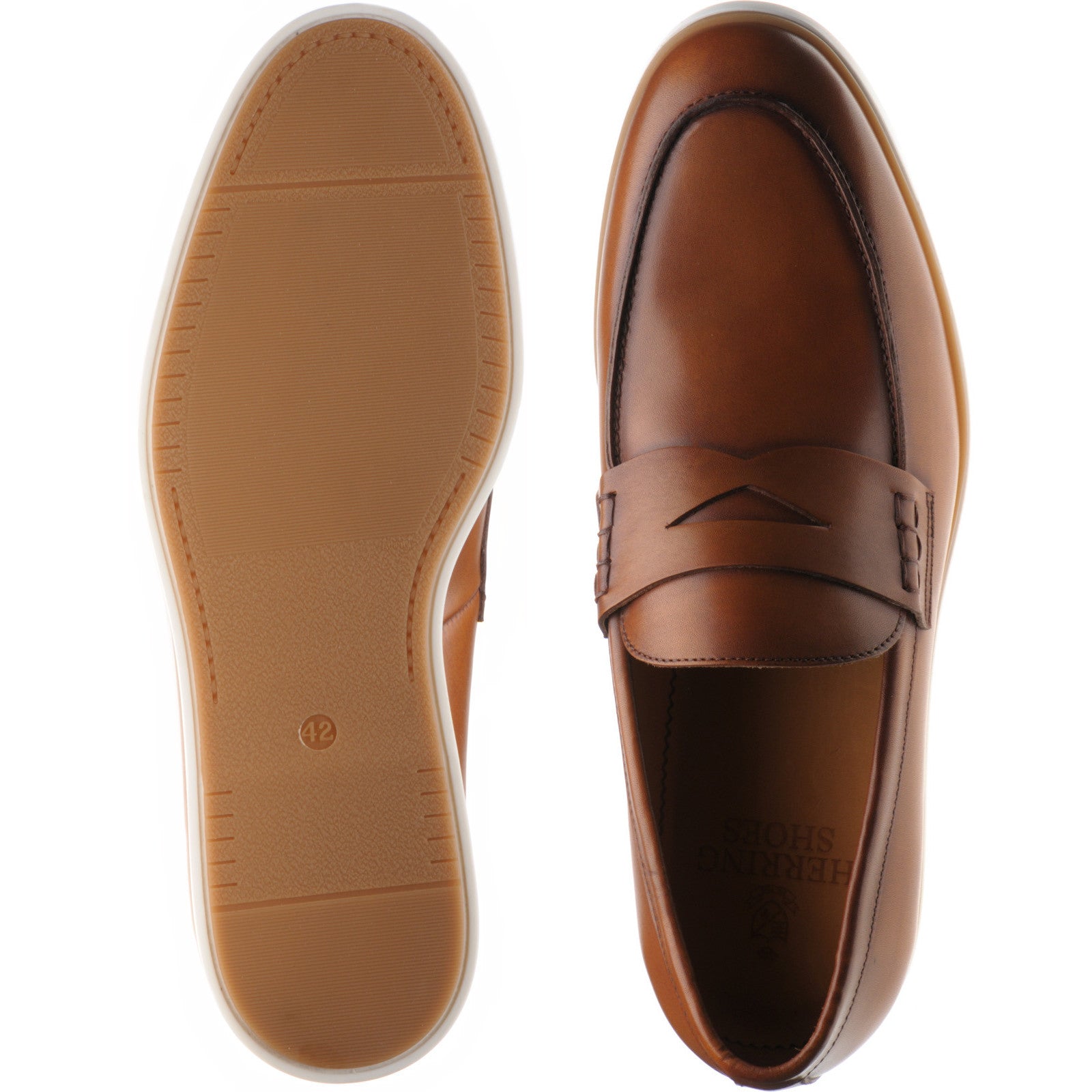Product image for Herring Ibiza mens rubber-soled loafers in cognac calf (second)