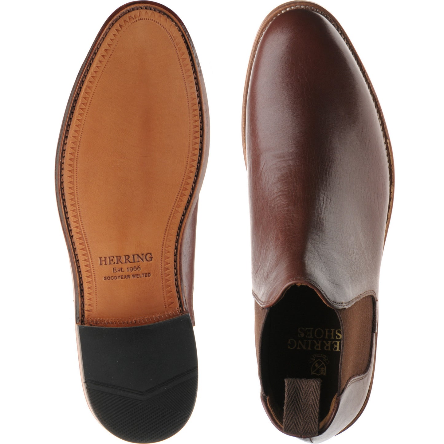 Product image for Herring Ipswich II mens Chelsea boots in brown waxy calf (second)