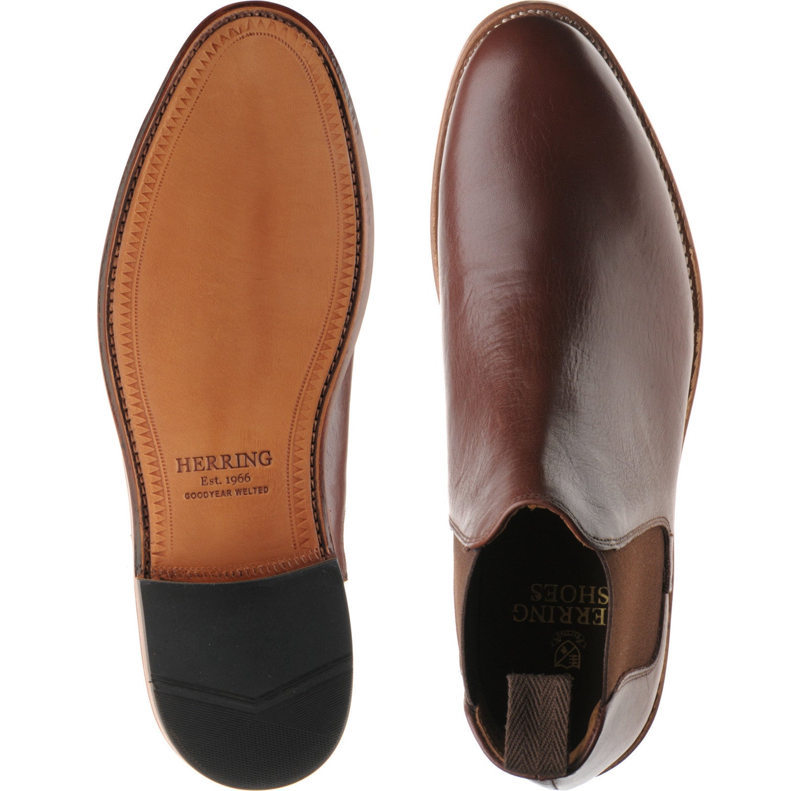 Product image for Herring Ipswich II mens Chelsea boots in brown waxy calf (second)