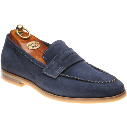 Product image for Herring Ives mens rubber-soled loafers in navy suede