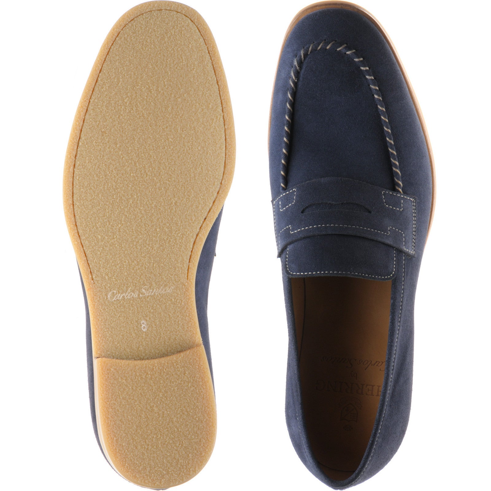 Product image for Herring Ives mens rubber-soled loafers in navy suede