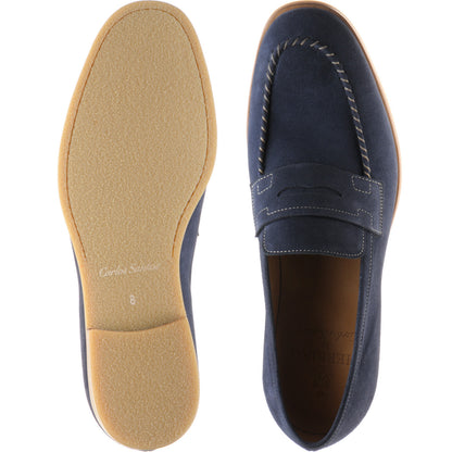 Product image for Herring Ives mens rubber-soled loafers in navy suede