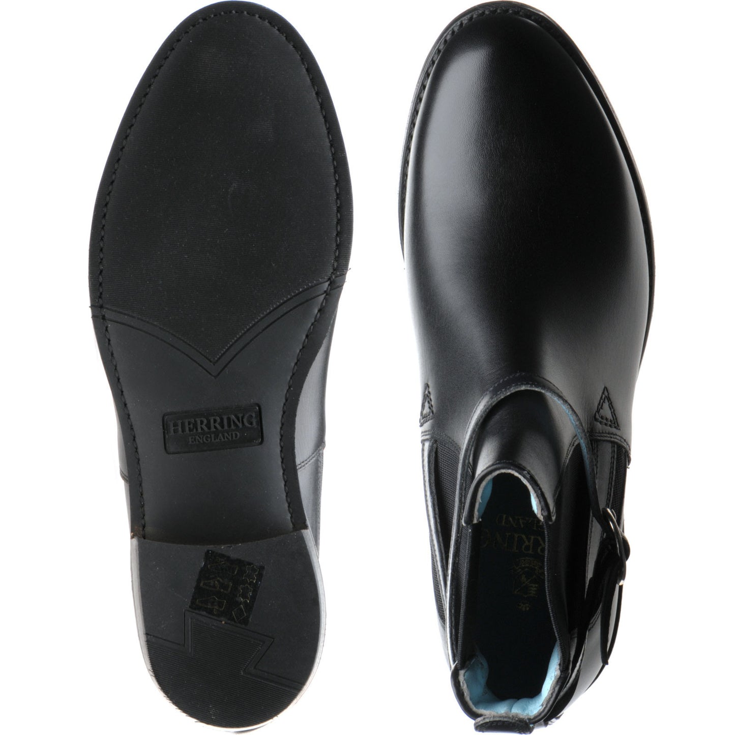 Product image for Herring Jodie ladies rubber-soled Chelsea boots in black calf with navy calf strap