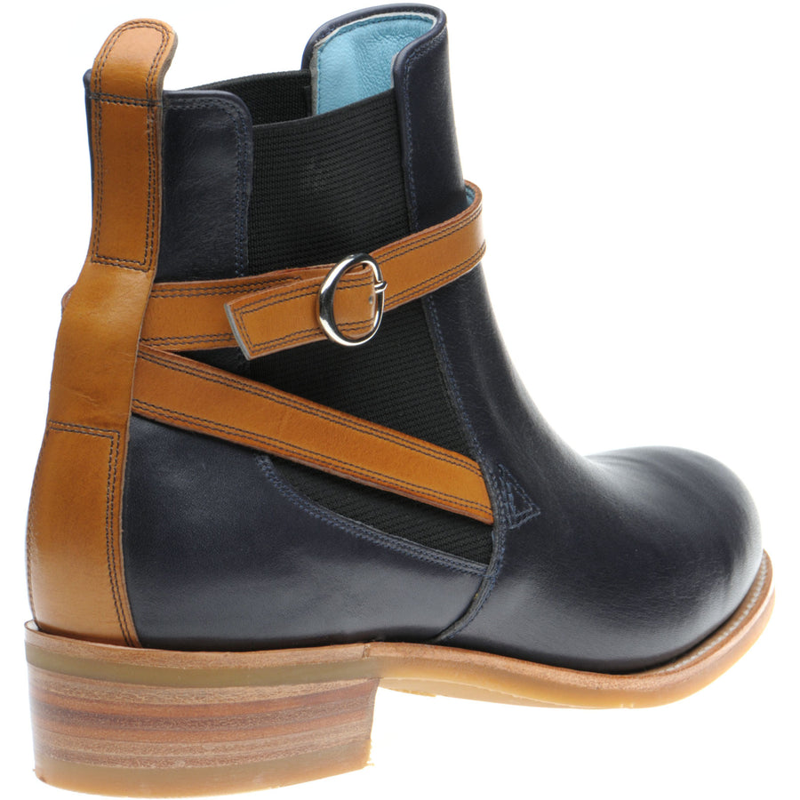 Product image for Herring Jodie ladies rubber-soled Chelsea boots in navy calf with cedar calf strap (second)