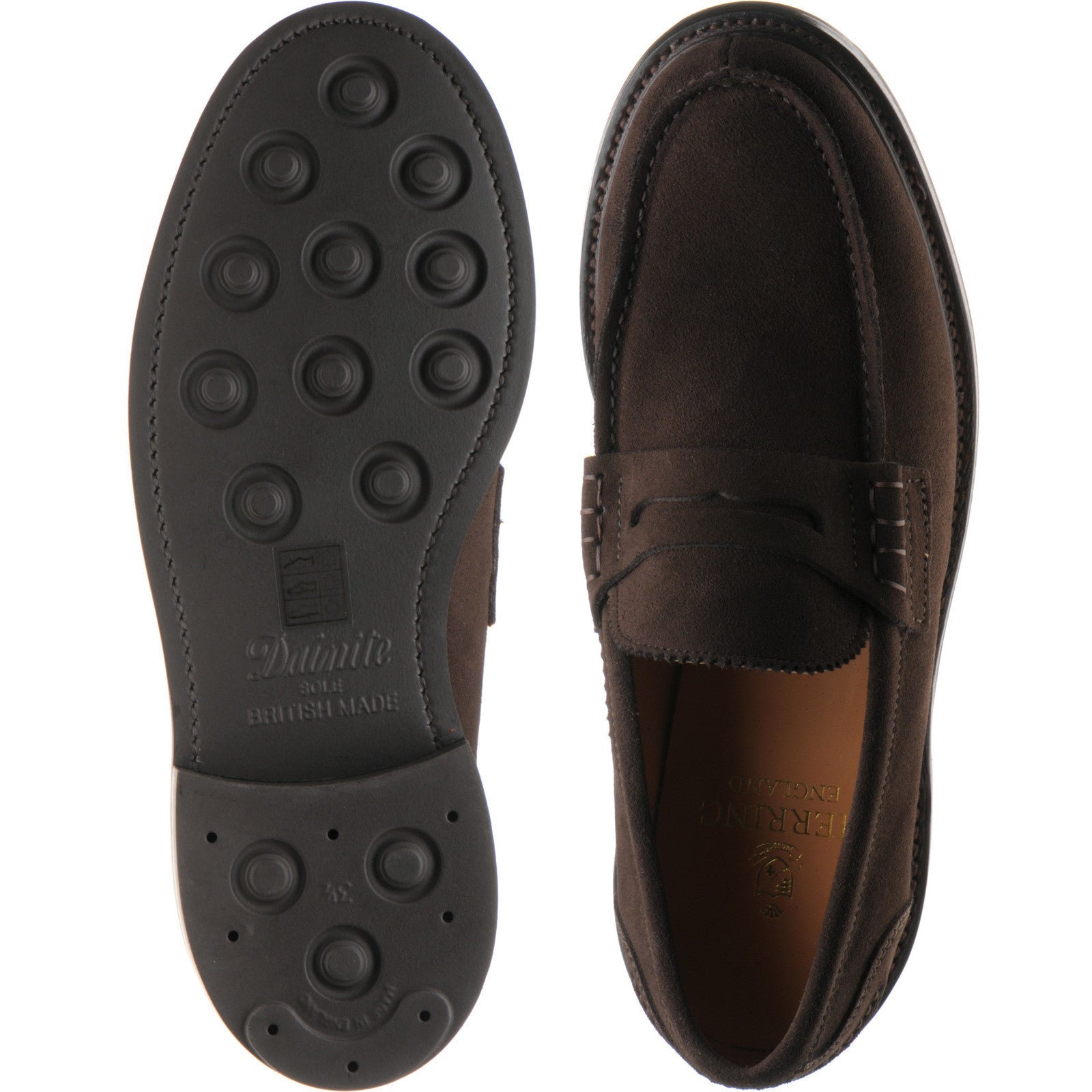 Product image for Herring Kennedy II R mens rubber-soled loafers in bitter choc suede