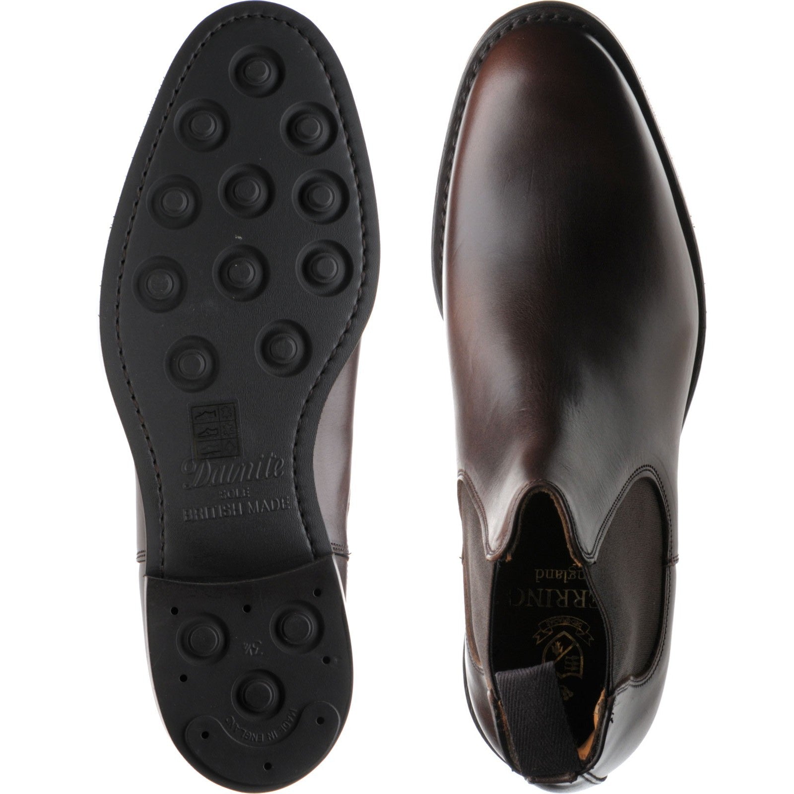 Herring Kirkby R mens rubber-soled Chelsea boots in brown waxy