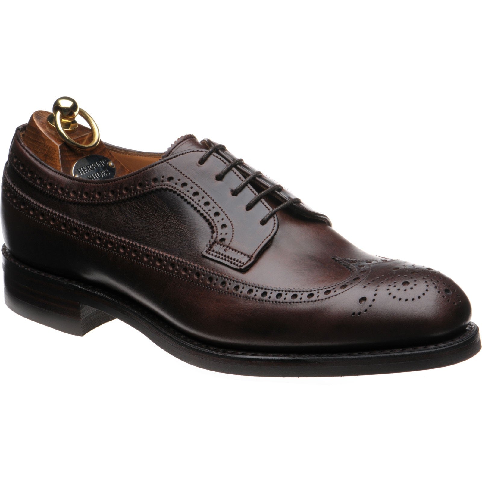 Product image for Herring Kirkoswold mens rubber-soled brogues in brown waxy