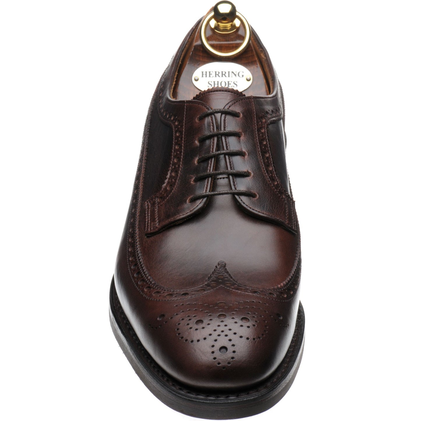 Product image for Herring Kirkoswold mens rubber-soled brogues in brown waxy