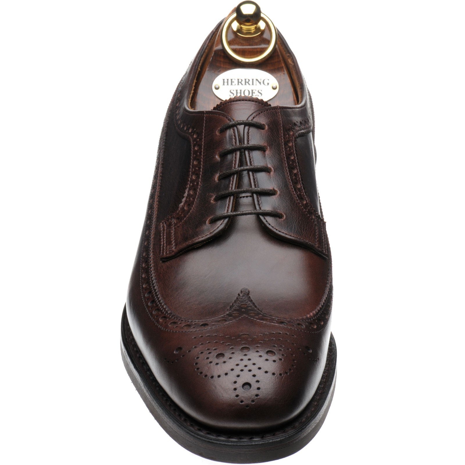 Product image for Herring Kirkoswold mens rubber-soled brogues in brown waxy