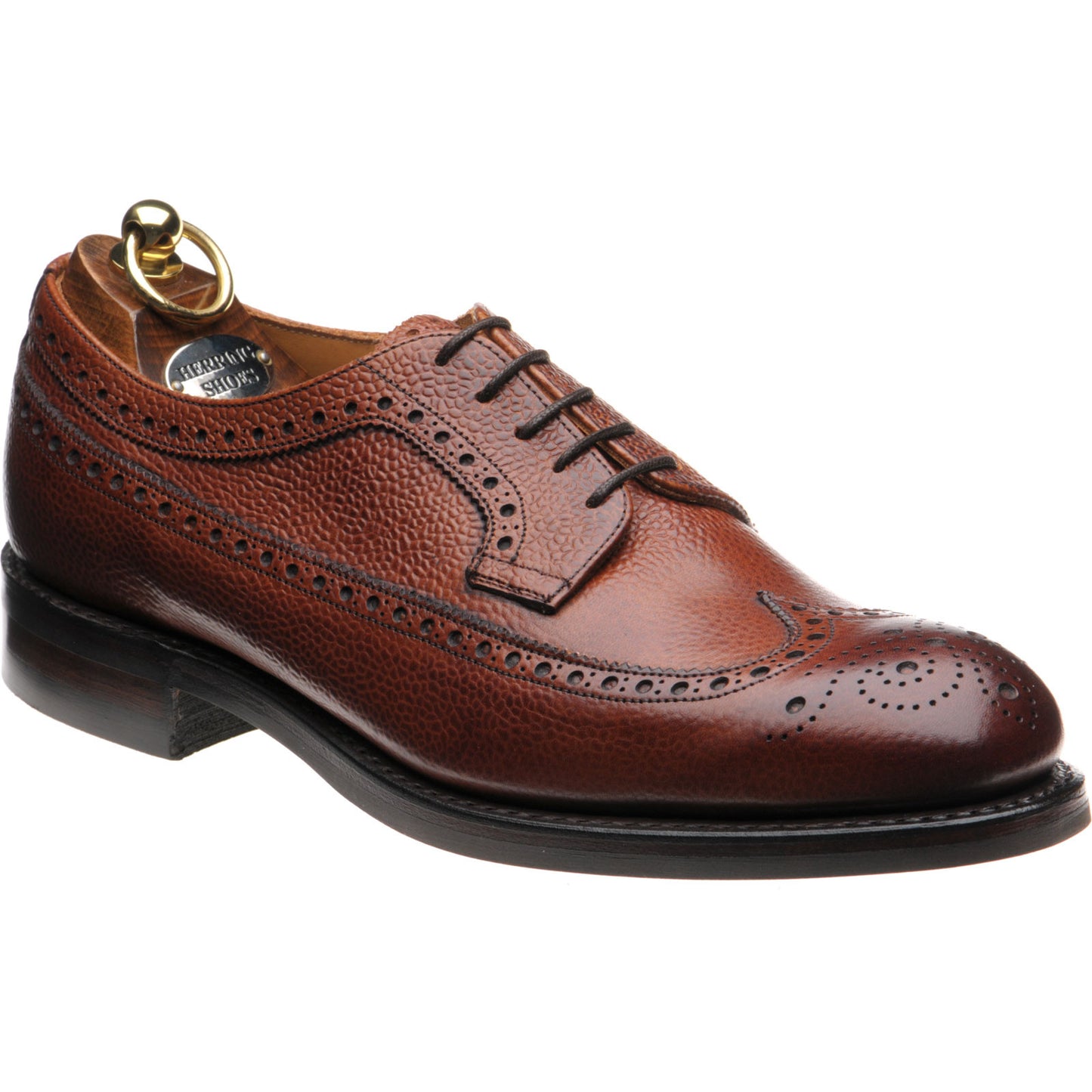 Product image for Herring Kirkoswold mens rubber-soled brogues in mahogany grain