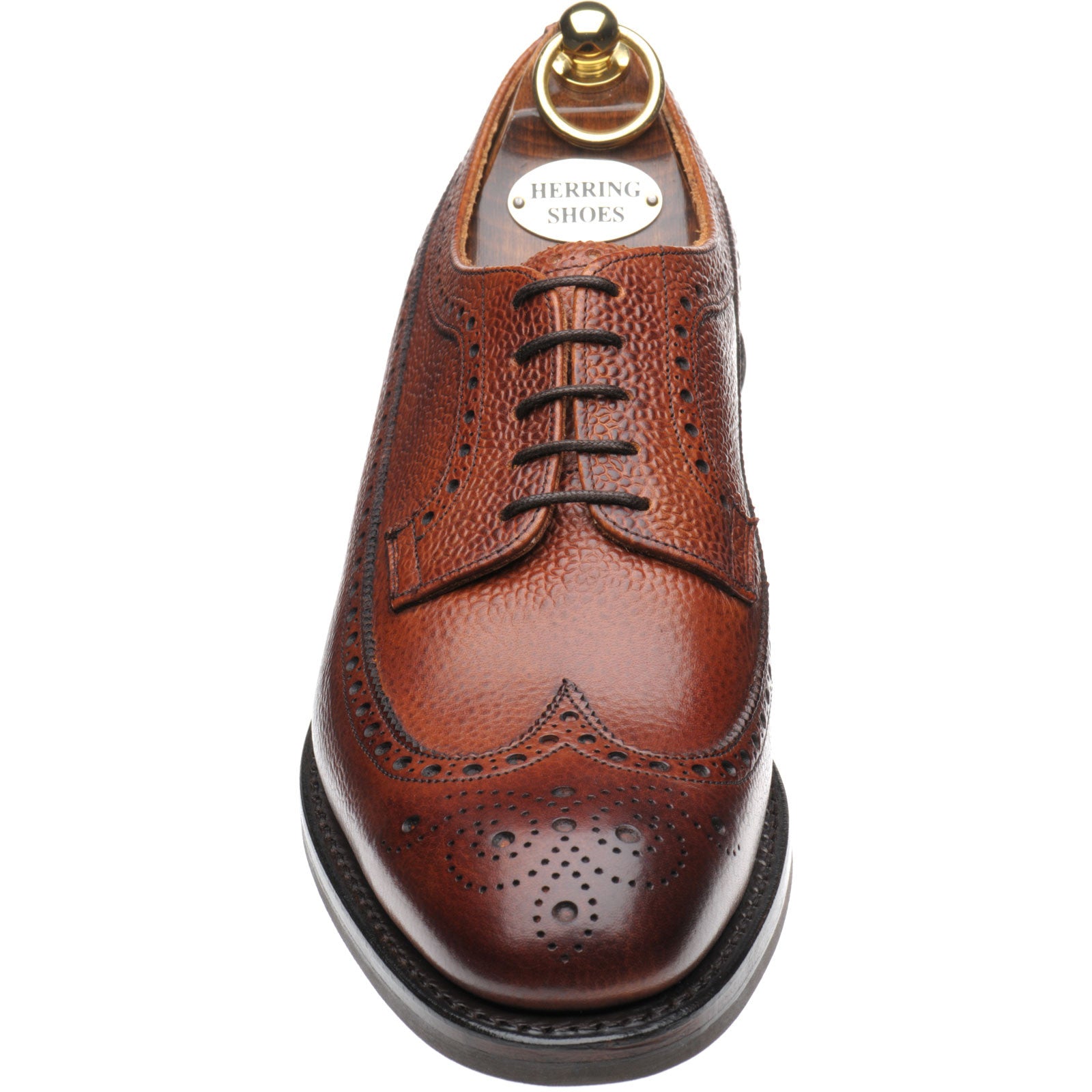 Product image for Herring Kirkoswold mens rubber-soled brogues in mahogany grain