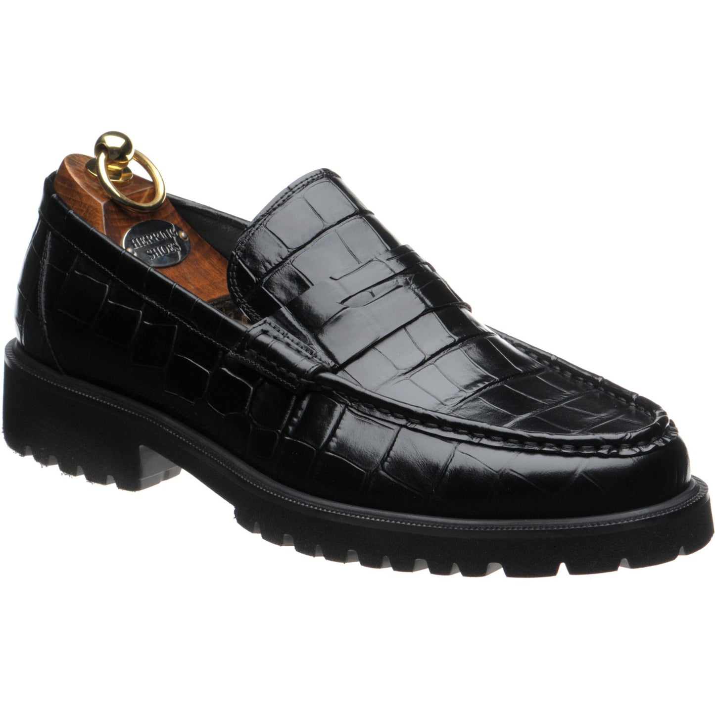 Product image for Herring Kramer Mod mens rubber-soled loafers in black croc