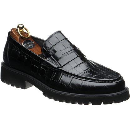 Product image for Herring Kramer Mod mens rubber-soled loafers in black croc