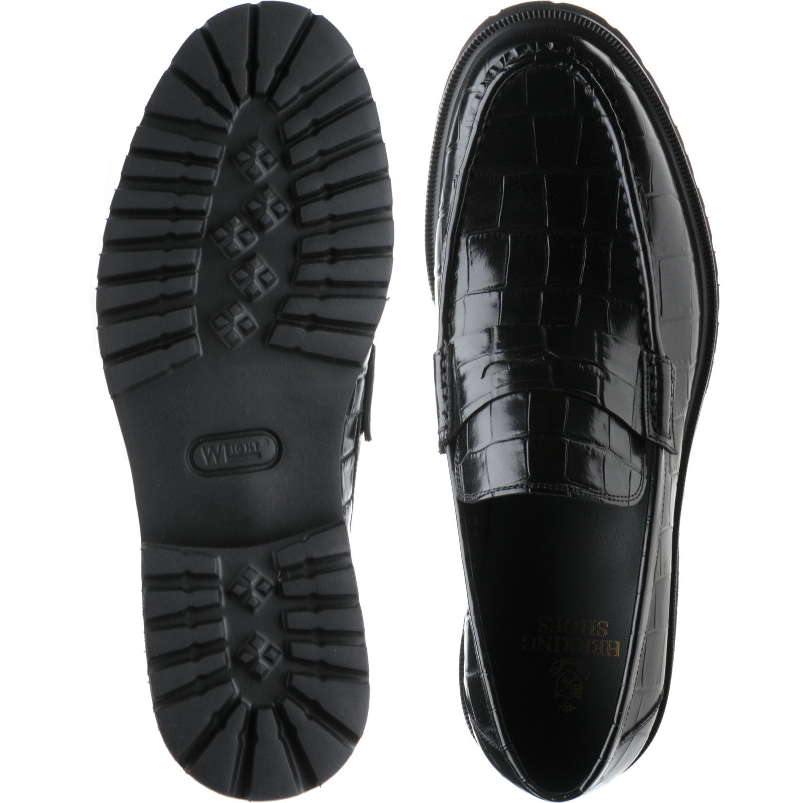 Product image for Herring Kramer Mod mens rubber-soled loafers in black croc