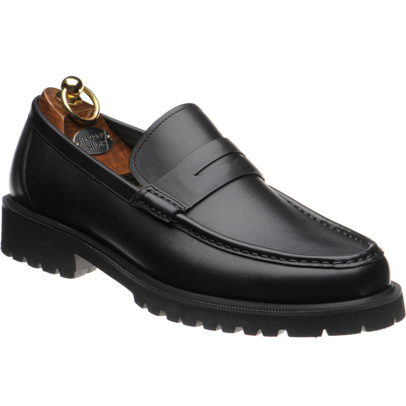 Product image for Herring Kramer Mod mens rubber-soled loafers in black waxy (second)