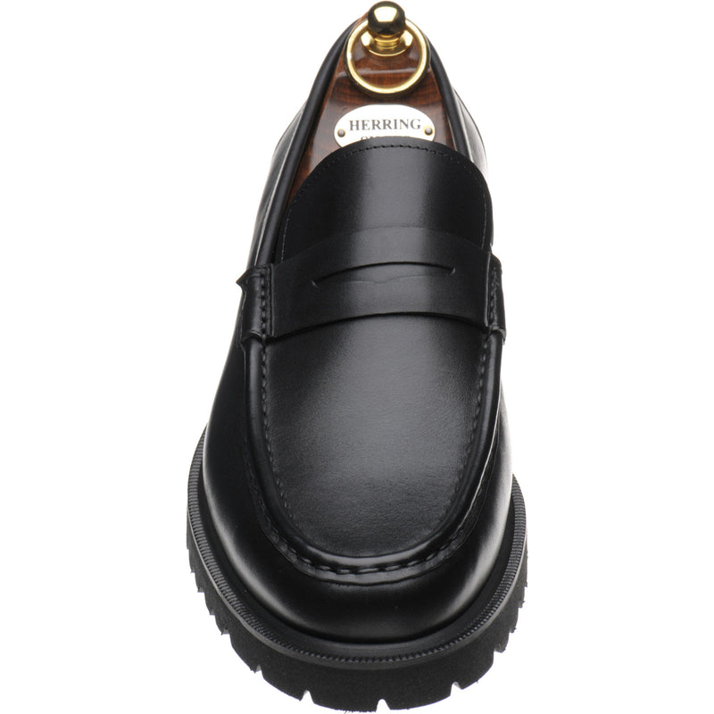Product image for Herring Kramer Mod mens rubber-soled loafers in black waxy (second)