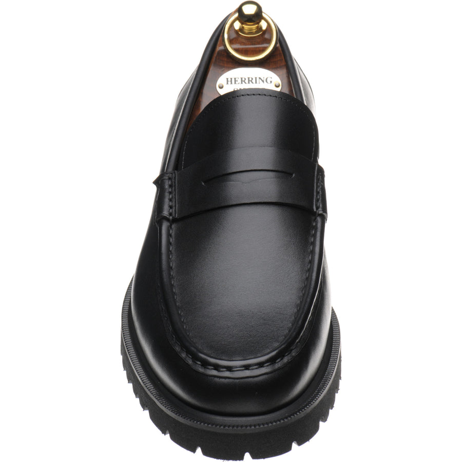Product image for Herring Kramer Mod mens rubber-soled loafers in black waxy (second)