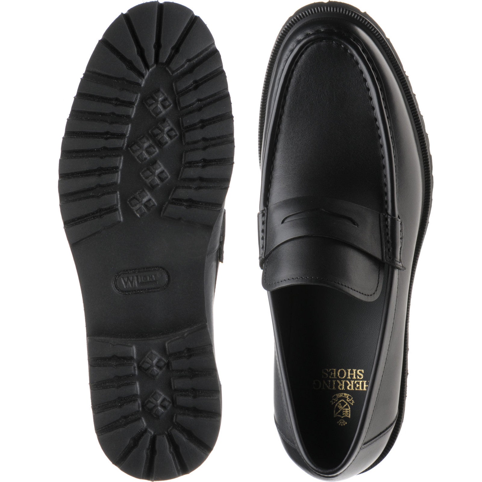 Product image for Herring Kramer Mod mens rubber-soled loafers in black waxy 
