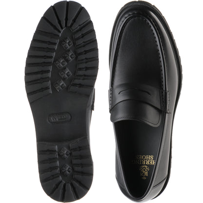 Product image for Herring Kramer Mod mens rubber-soled loafers in black waxy 