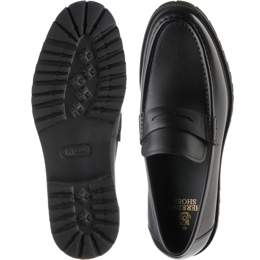 Product image for Herring Kramer Mod mens rubber-soled loafers in black waxy (second)