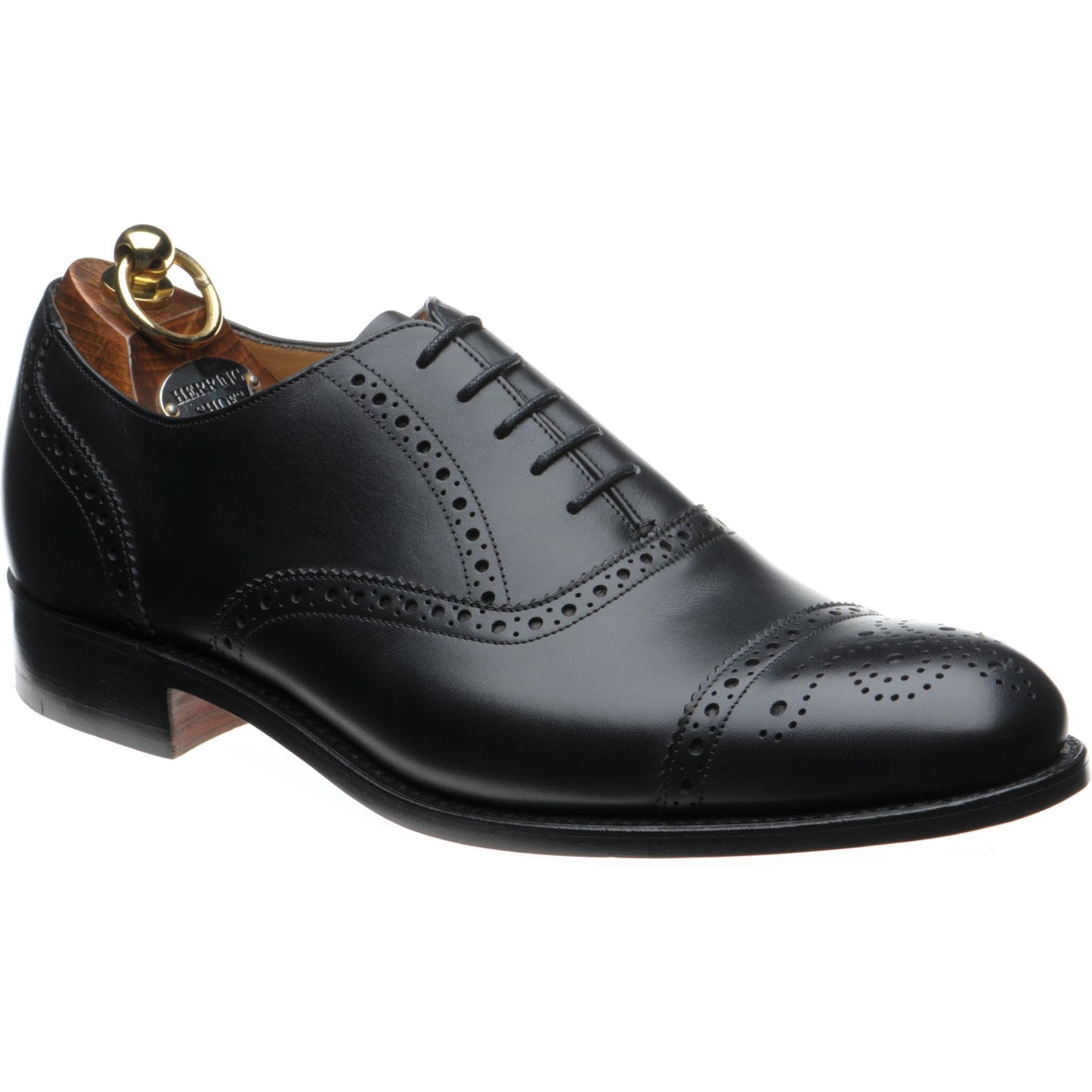 Product image for Herring Lambeth mens semi-brogues in black calf