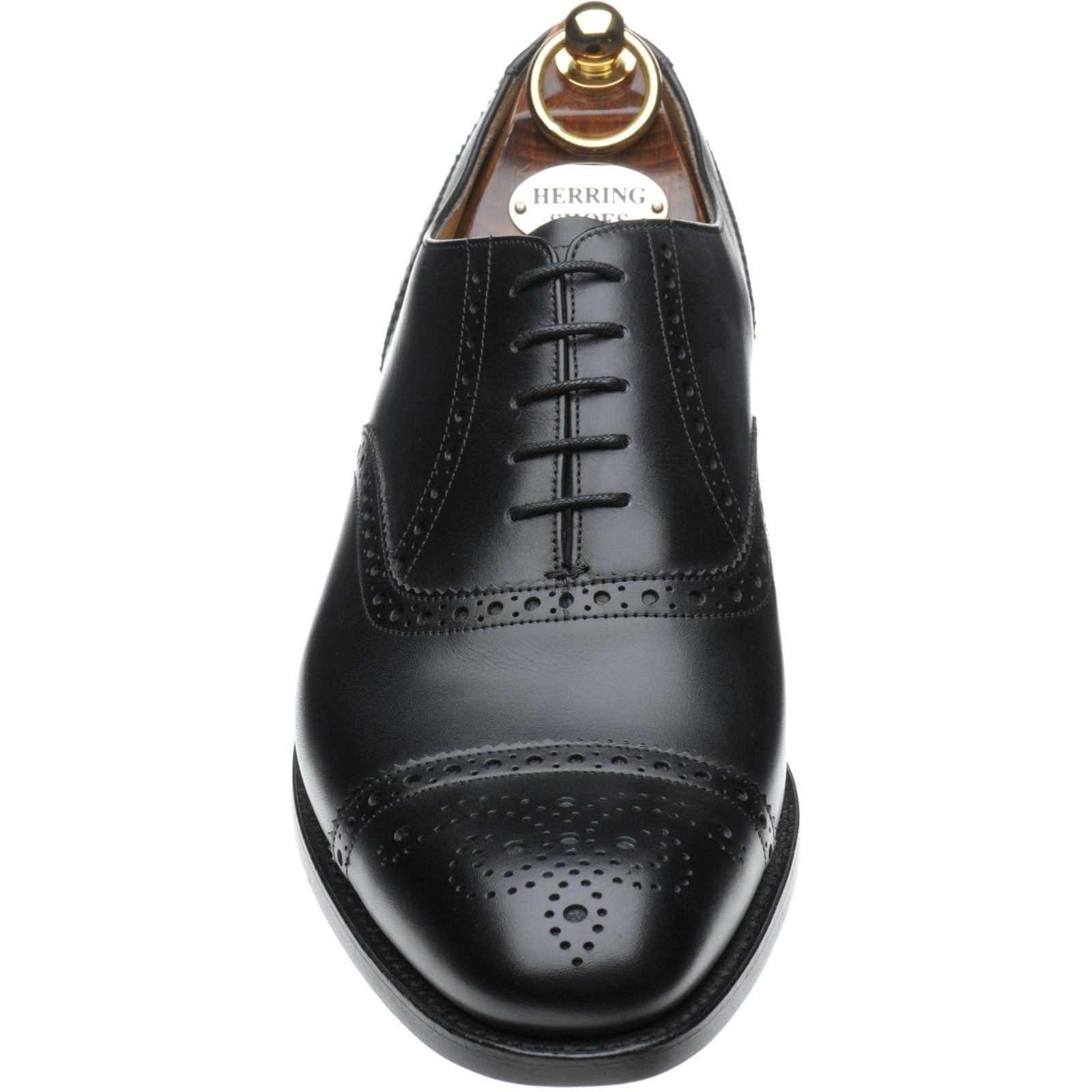 Product image for Herring Lambeth mens semi-brogues in black calf